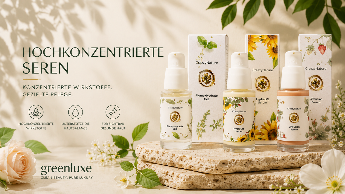 Hochkonzentrierte vegane Gesichtsseren